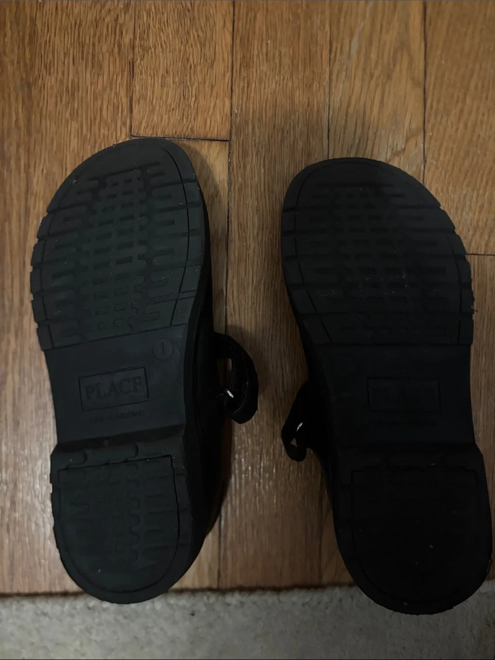 The Children's Place Black Mary Jane Dress Shoes with Hook-and-Loop Strap